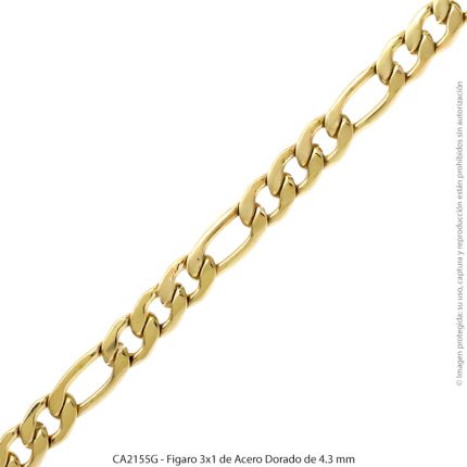 Figaro 3x1 de Acero Dorado de 4.3 mm