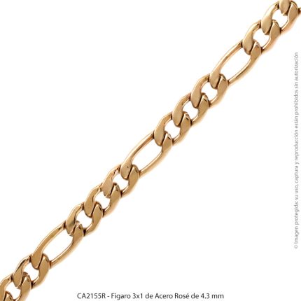 Figaro 3x1 de Acero Rosé de 4.3 mm