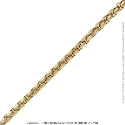 Rolo Cuadrada de Acero Dorado de 2.5 mm