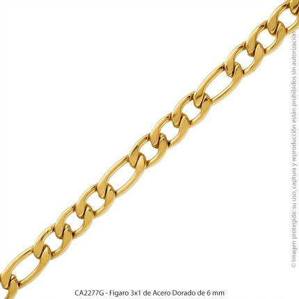 Figaro 3x1 de Acero Dorado de 6 mm