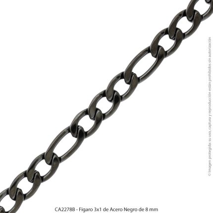 Figaro 3x1 de Acero Negro de 8 mm