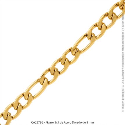 Figaro 3x1 de Acero Dorado de 8 mm