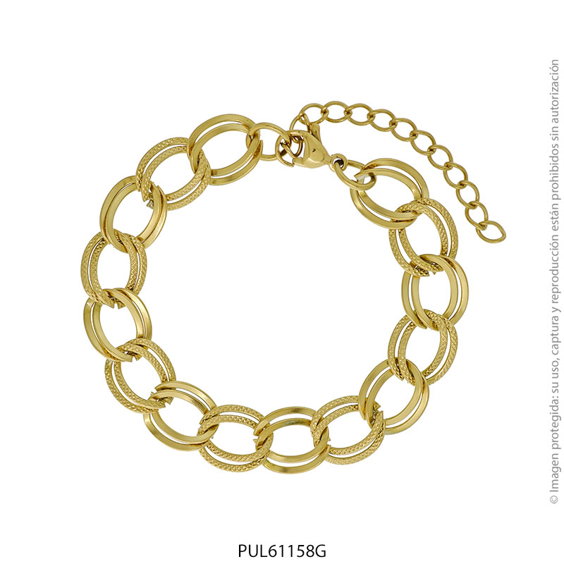 PUL61158G Pulsera de Acero Dorado Forever 61158G